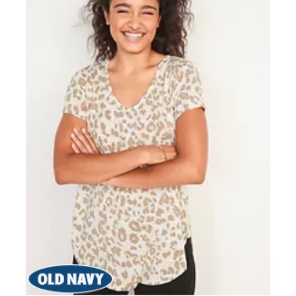Old Navy Luxe Tshirt, cream and tan leopard print, small petite - Picture 6 of 6